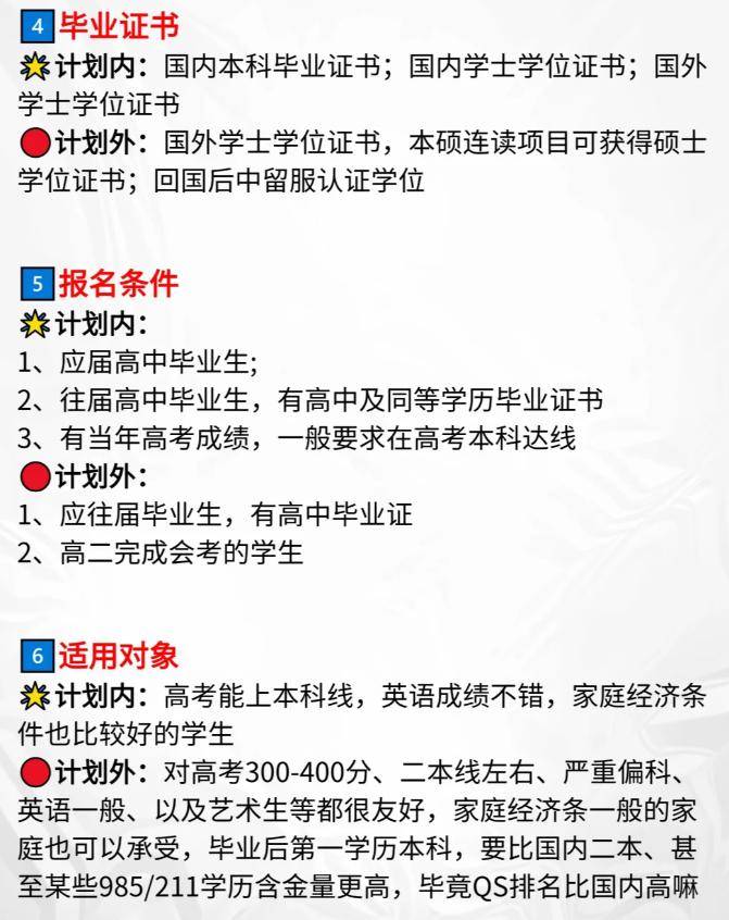 高考前必看：中外合作办学本科计划内和计划外招生的区别！