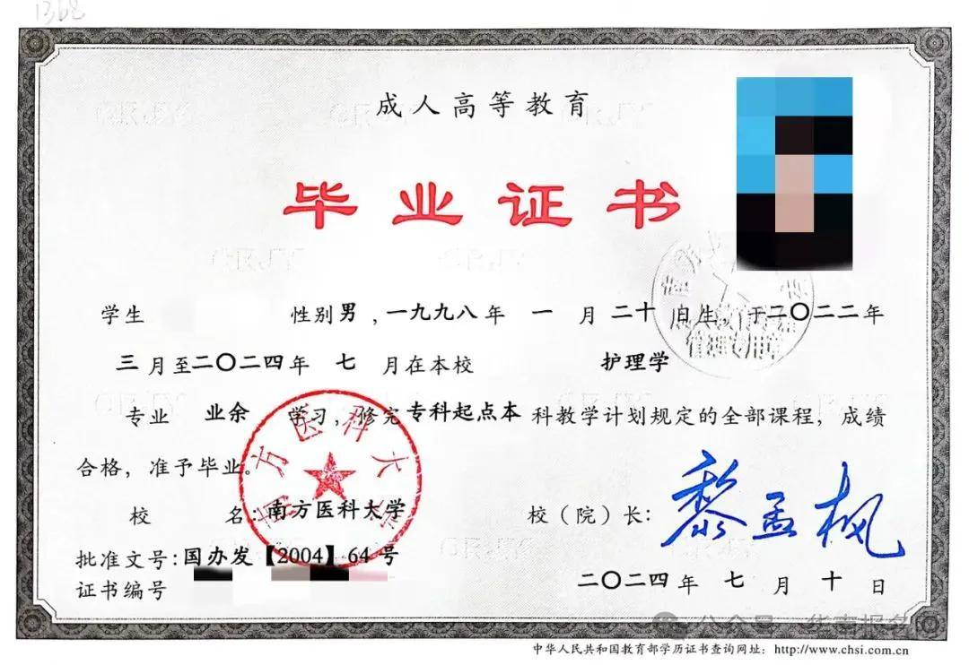 六，护理学专业自考/成考毕业证模板