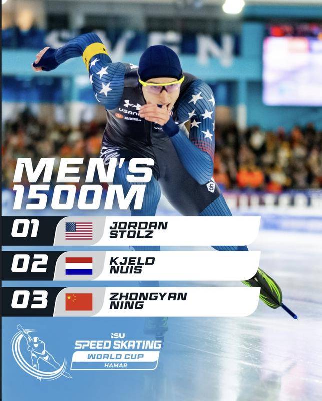 速滑世界杯挪威哈马尔站 | 宁忠岩1500米摘铜