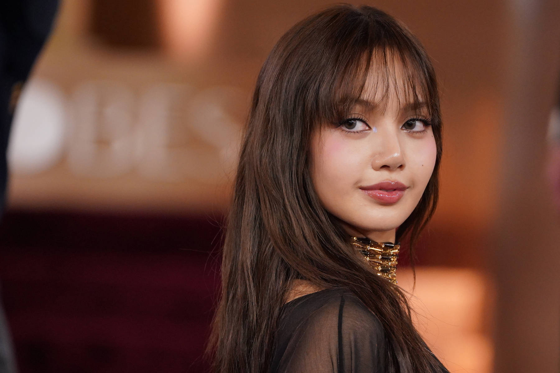 Lisa出席金球奖颁奖红毯 穿一身透视黑裙性感美艳