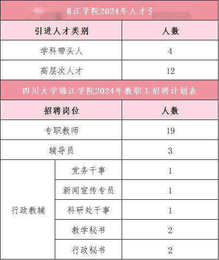 四川大学锦江学院2024年高层次人才引进及招聘公告