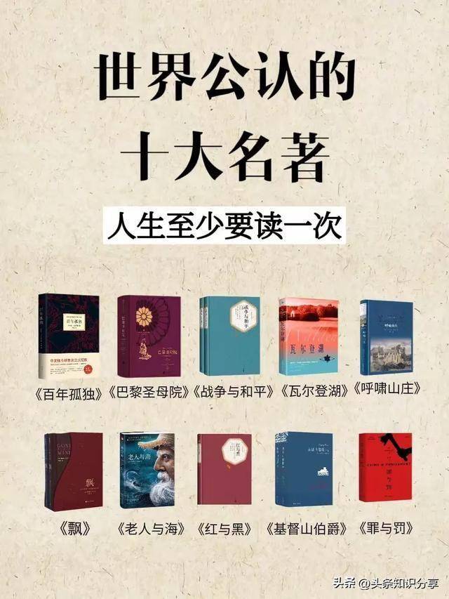 世界公认的十大名著，人生至少要读一次！