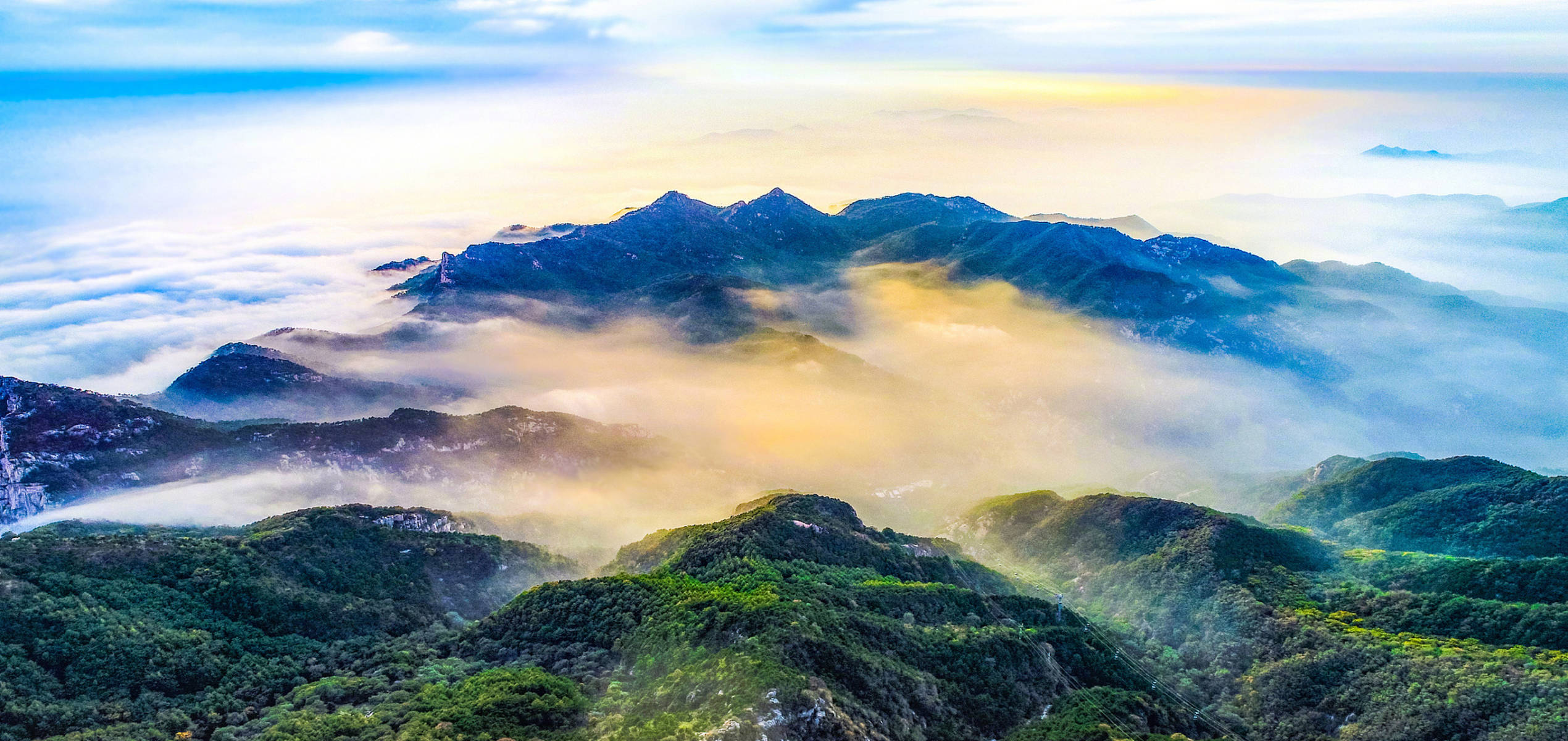 泰山日出群山风景壁纸