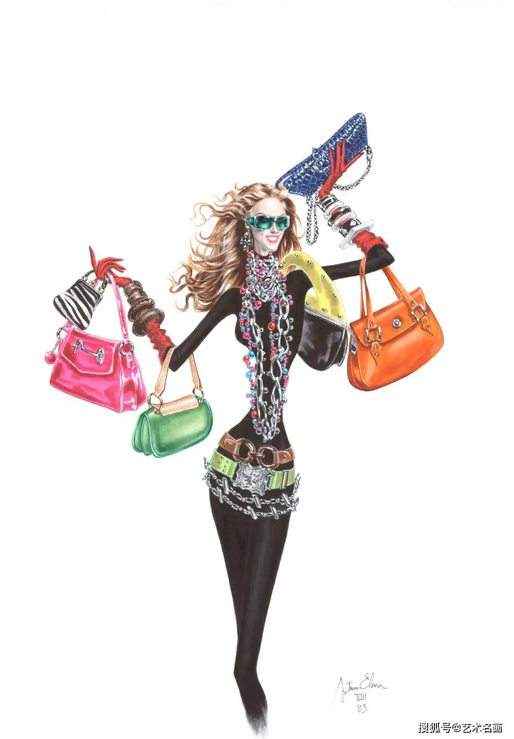 细瘦风格时装插画︱西班牙画家arturoelena的绘画作品