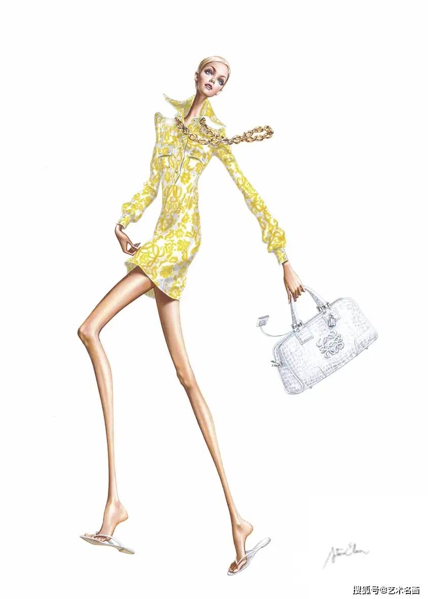 细瘦风格时装插画︱西班牙画家arturoelena的绘画作品