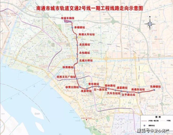 站,經由幸福大道,南通火車站,北大街,濠西路,躍龍路,青年路進入通州區