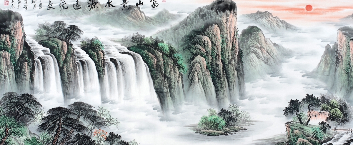 狗年大吉最好挂这些寓意好的山水画_作品_风水_迎客松