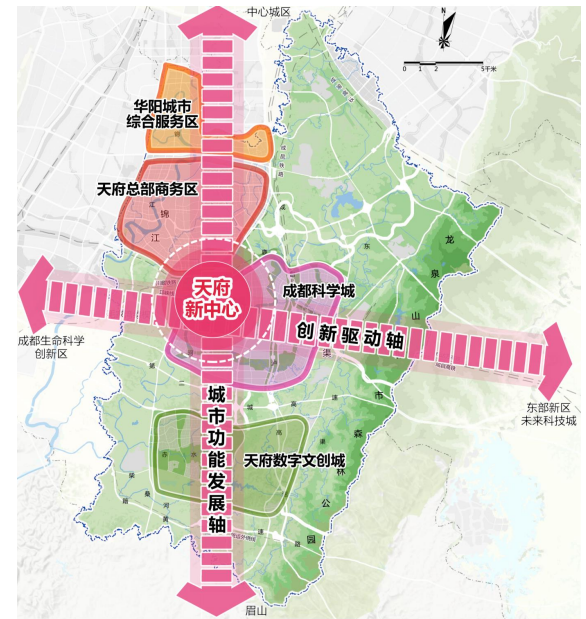 2035年)》中對天府新區成都直管區的戰略定位是:成都未來城市新中心