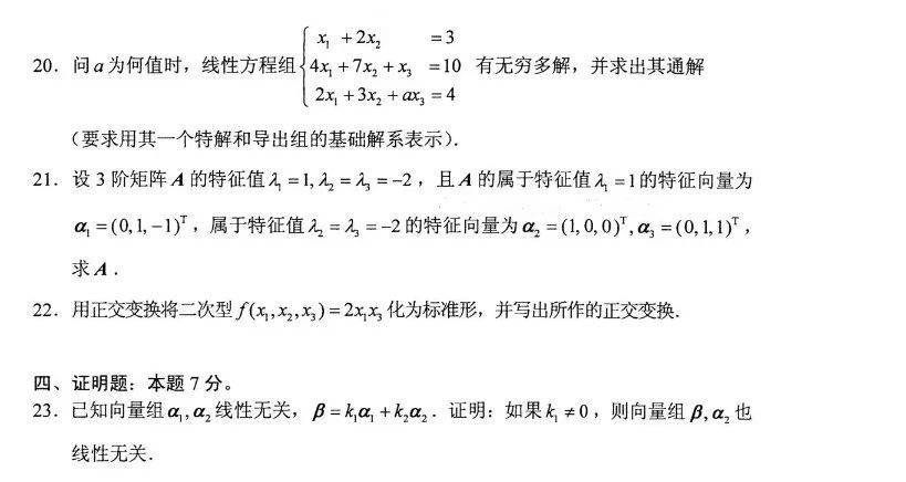 福建小自考人力資源管理專業本科04184線性代數(經管)