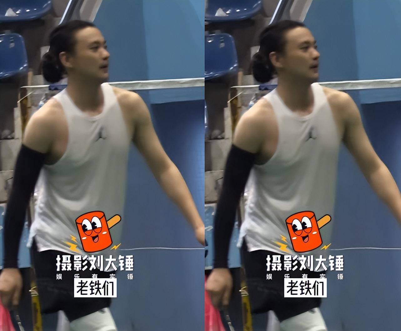 周一围穿背心打球被偶遇,全身湿透身材肌突出,蓄长发被嘲太油腻_观众