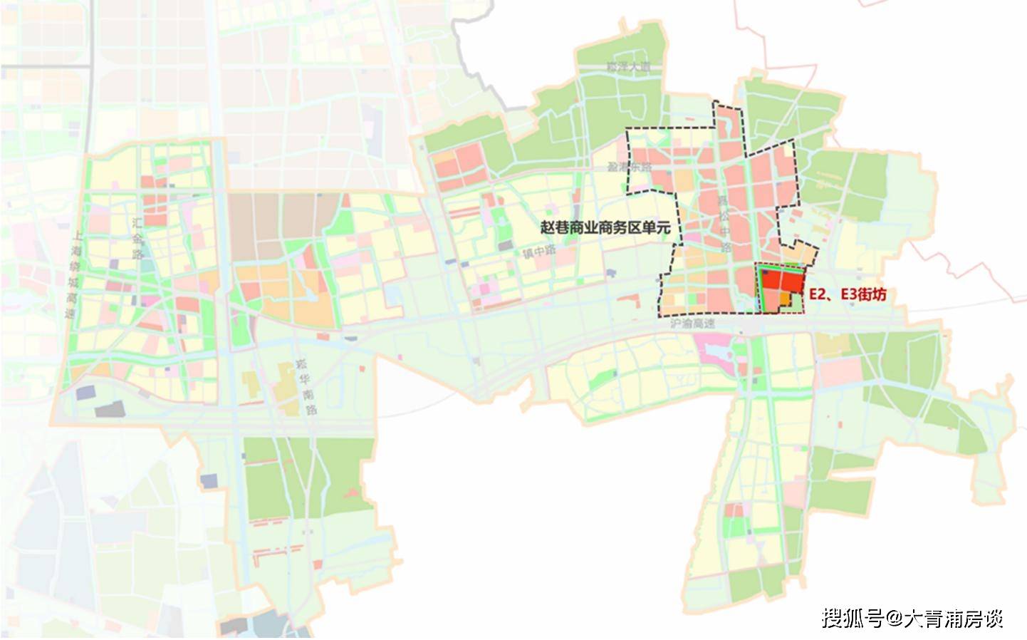 涉及特色居住区九年一贯制学校,赵巷镇商业商务区规划调整