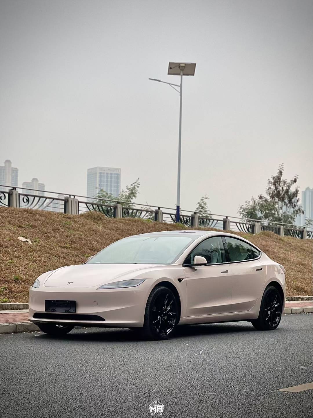 特斯拉焕新3矩阵改色膜镜空粉,玻利维亚朝阳下的"天空之镜"_搜狐汽车