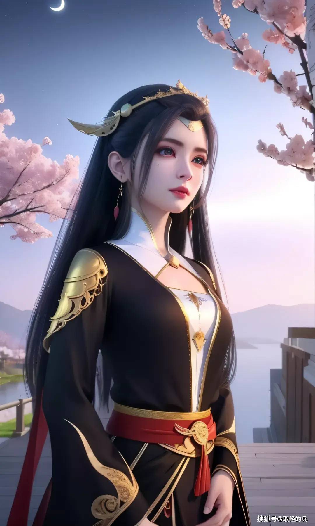 在黑金色汉服的映衬下,更是为《元龙》古装美女林