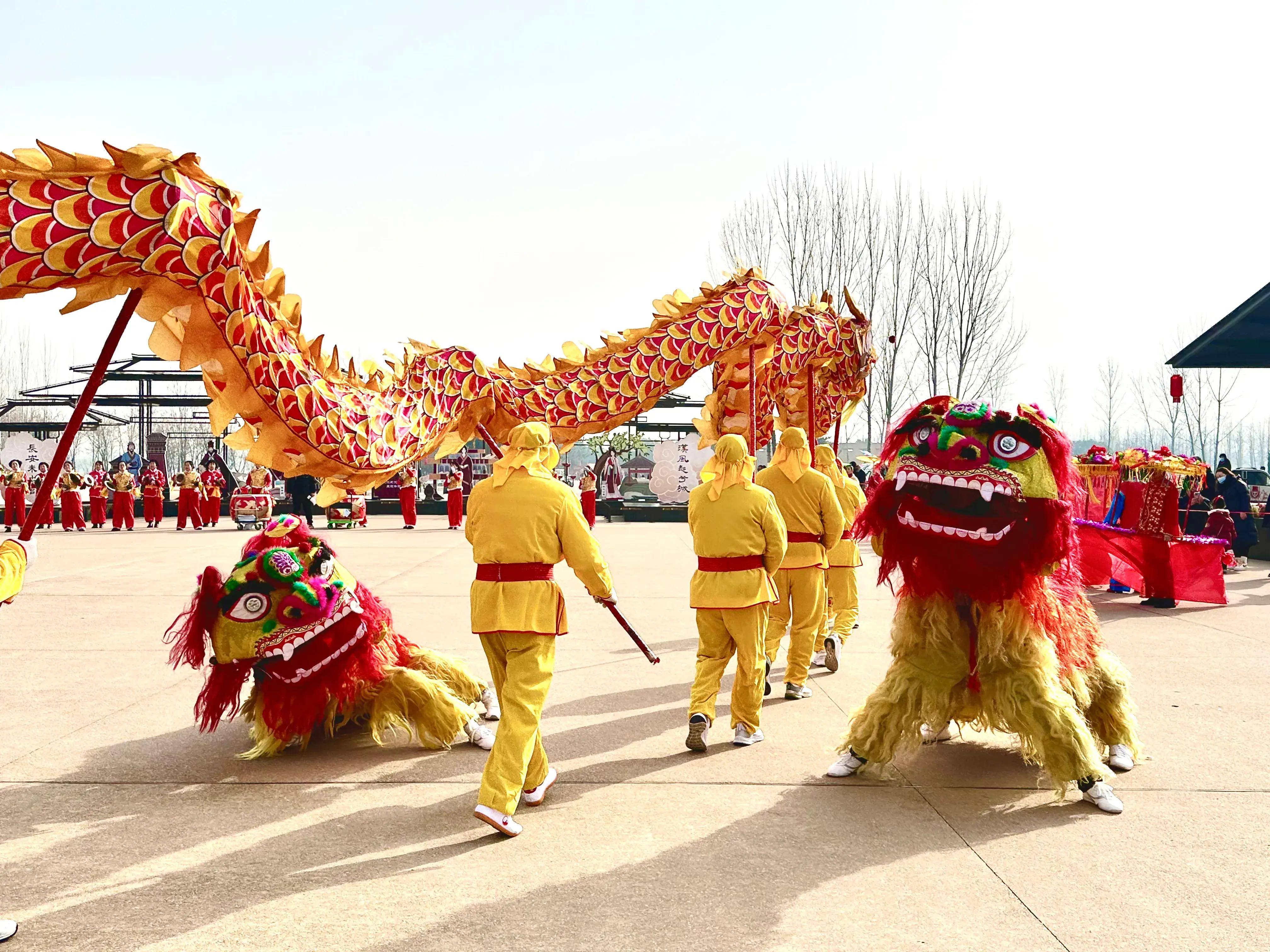 汉长安城国家遗址公园:非遗舞龙闹新春 汉风起兮年味浓(图)_祭祀_中华