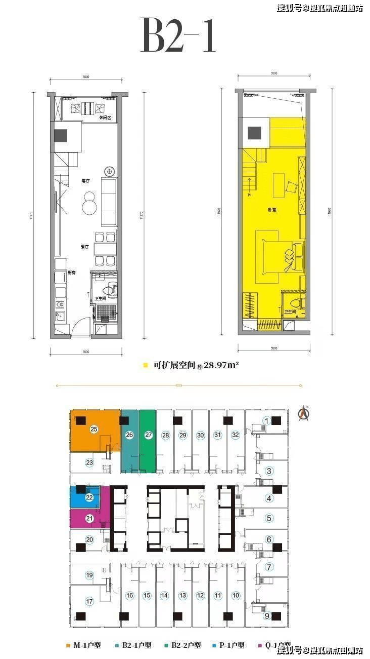 【户型鉴赏】交房时间:现房昆明万彩城17栋商务公寓约33-59栋㎡同时