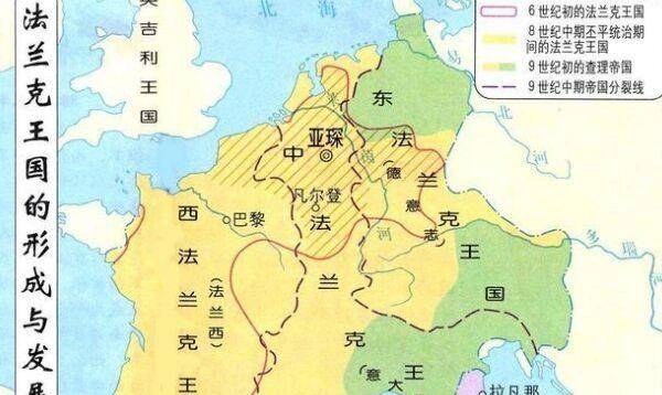 法兰克王国加洛林王朝分裂由于兄弟三人都是加洛林王朝的王室成员