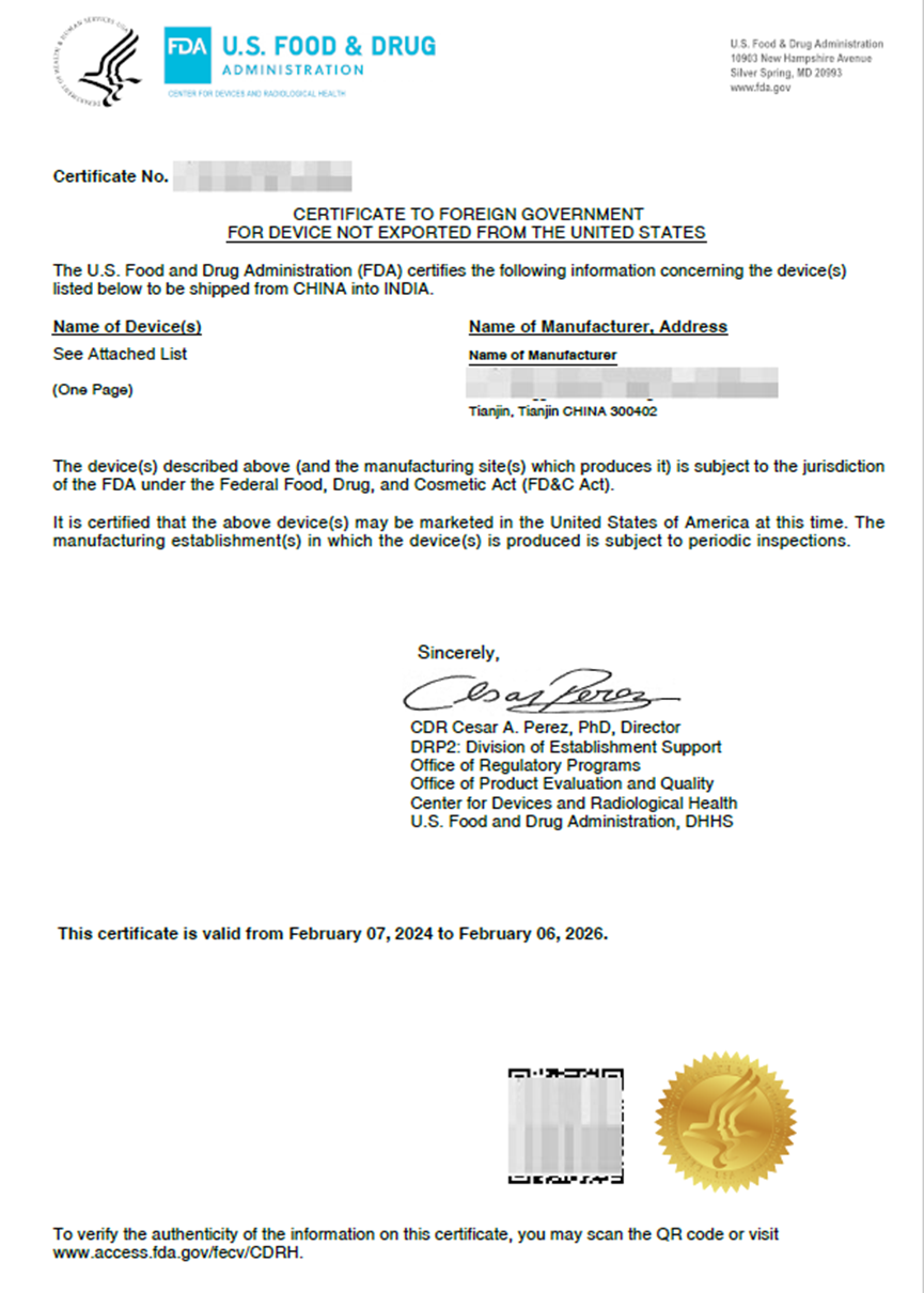 带你了解美国自由销售证书 | fda cfg-ne_器械_法案_上市