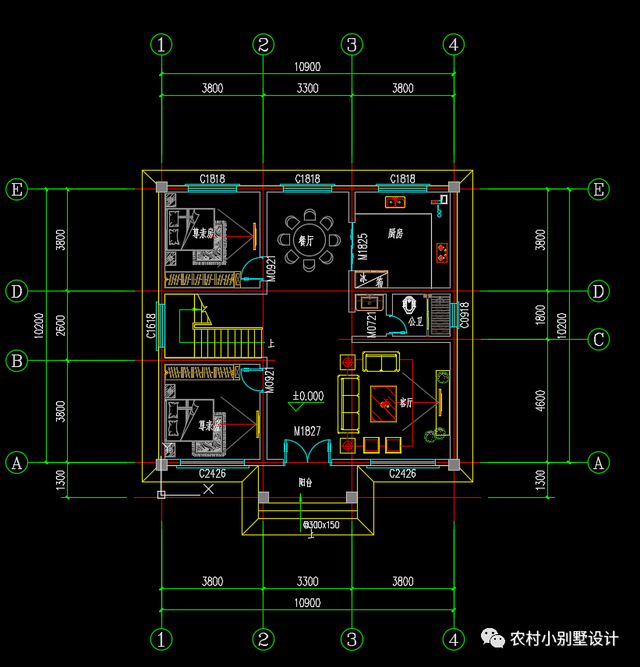 二层新中式自建房别墅,布局合理舒适,外观时尚美观_农村_新二_平面图