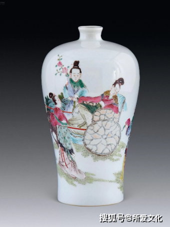 人物线条柔和,仕女体态修长,面目娇美,多衬以几案,绣墩,博古架等室内