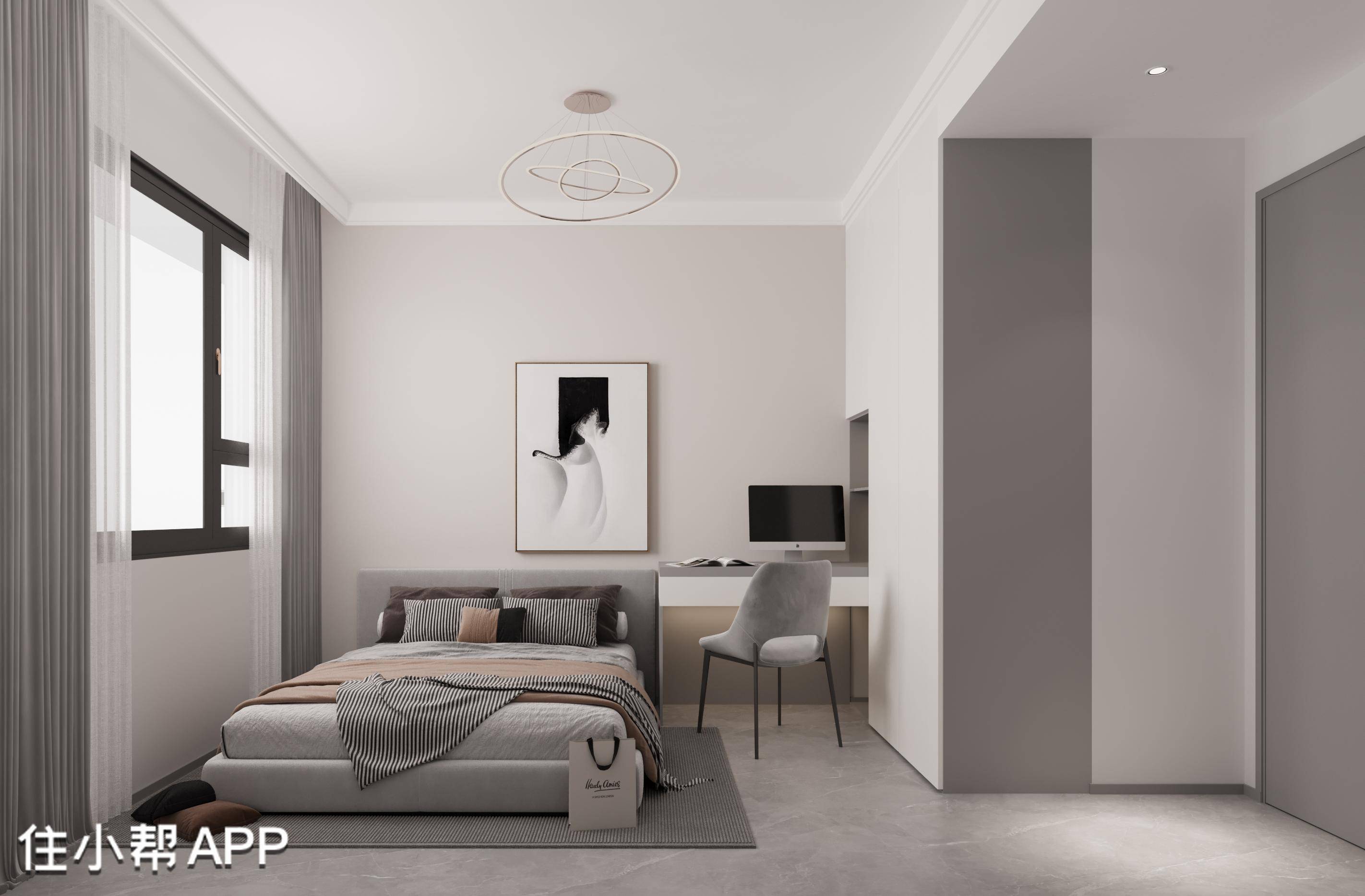 卫生间卧室餐区客厅客户一家四口,喜欢黑白灰简约业主背景和需求平面