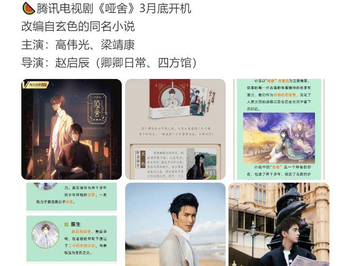近日,有网友爆料同名哑舍》改编的电视剧,将由高伟光和梁靖康合作搭档