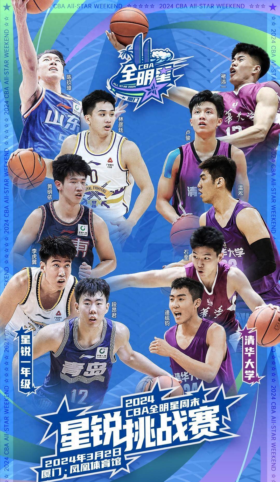 cba全明星星锐赛阵容:邹阳陈国豪携手出战,张庆鹏&易立挂帅_深圳_上海