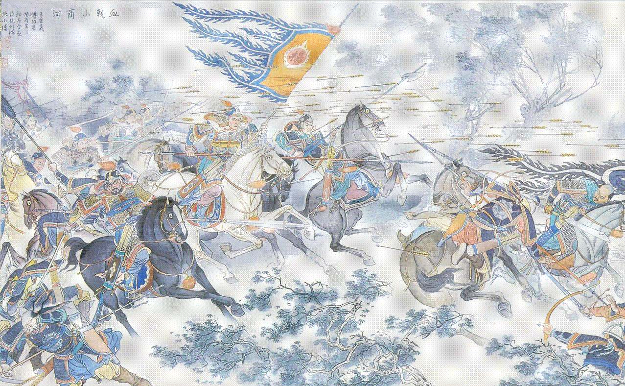 大家都冲上前去,举刀就砍,只几下工夫,李全边上的人就脑袋落地.