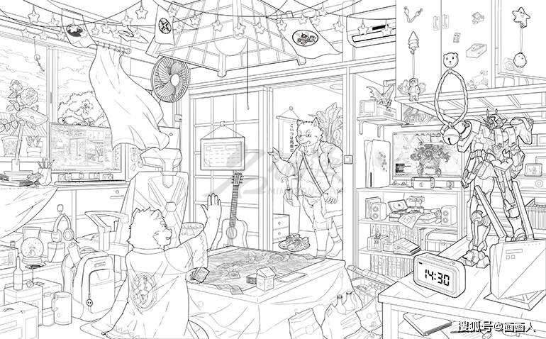 漫画临摹线稿教程_绘画_原作_透视