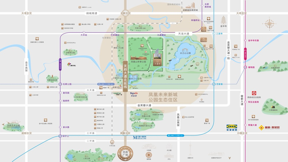 紧邻5号线九道堰站,杜家碾站;在建的27号线三圣寺站;距规划的28号线