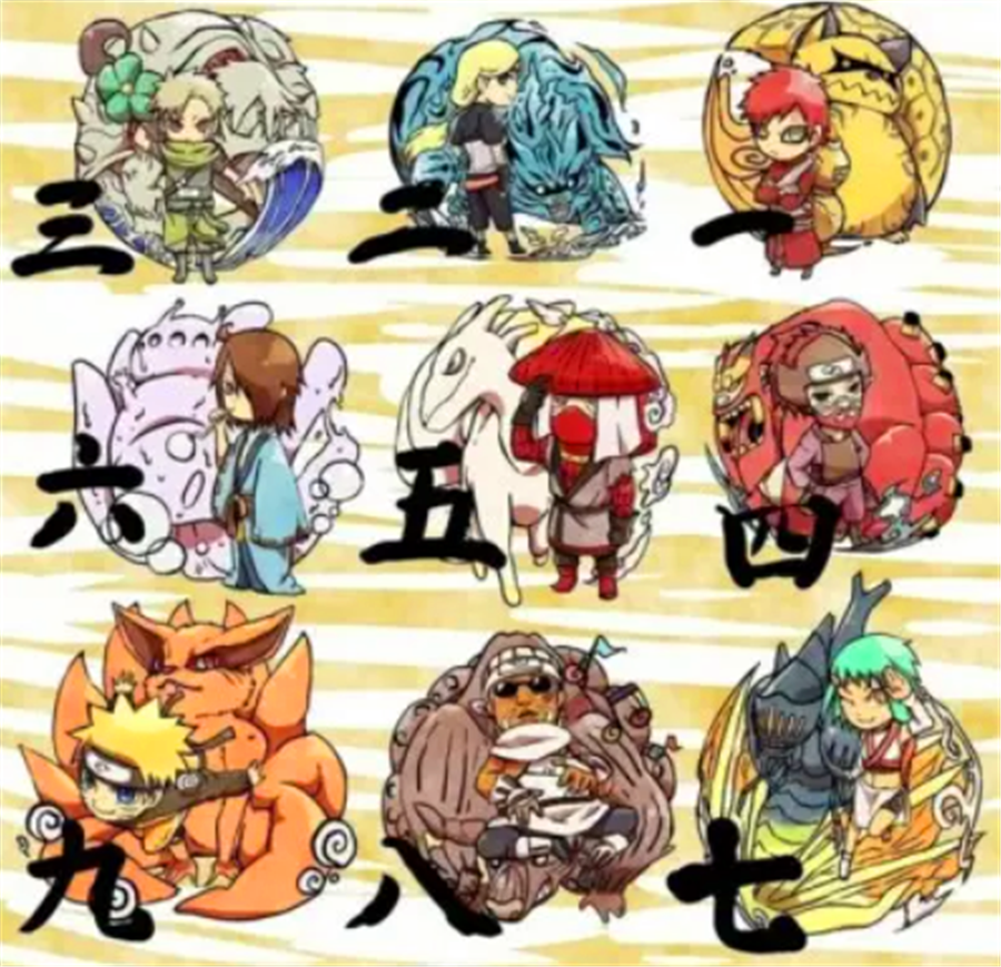 火影忍者中q萌画风的九大尾兽:守鹤蠢萌,矶抚憨萌,四尾丑萌,很适合当