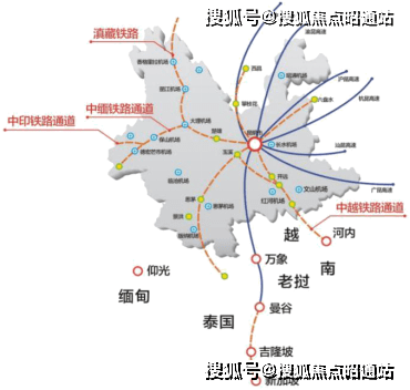 中缅印"五条出境铁路,以及成昆,渝昆和滇藏等八条出省铁路,以实现内连