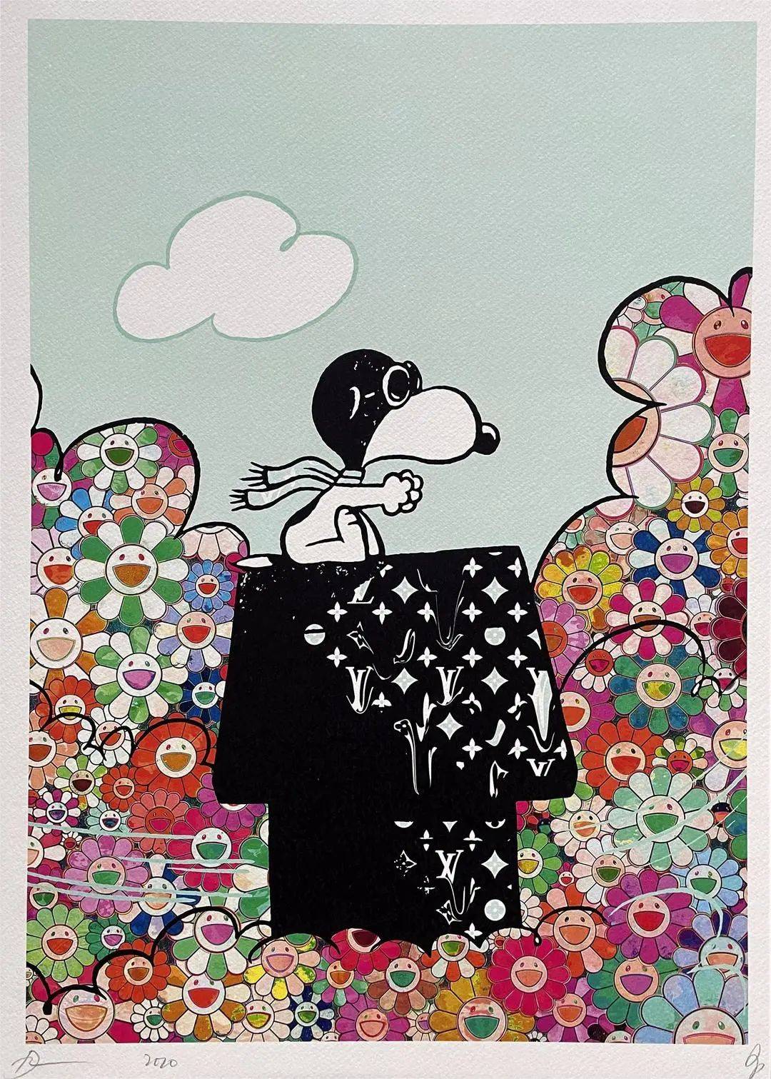 2022 91/100材质:平版尺寸:32x45cmlot 8 death nyc 花丛中的哆啦a梦