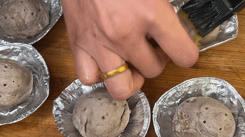 原创黑芝麻汤圆和可可味蛋挞皮做热量炸弹表皮酥脆香甜软糯超好吃