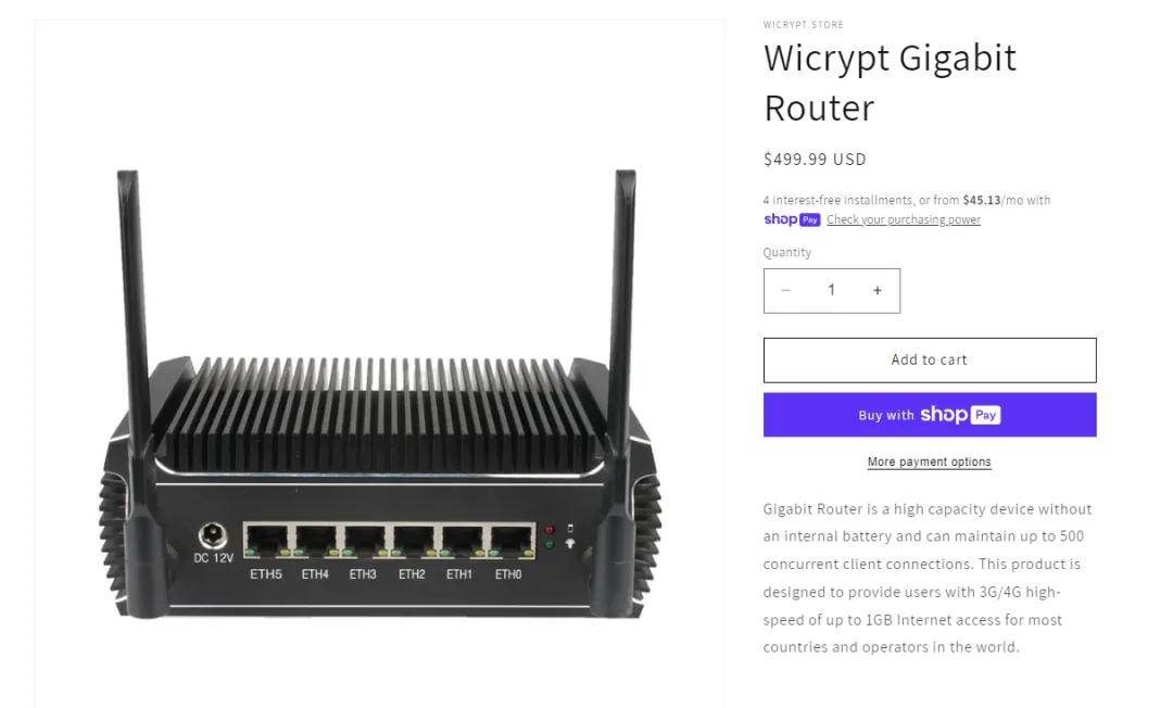 了一款高容量设备的千兆路由器,没有内置电池,可以同时支持多达 500