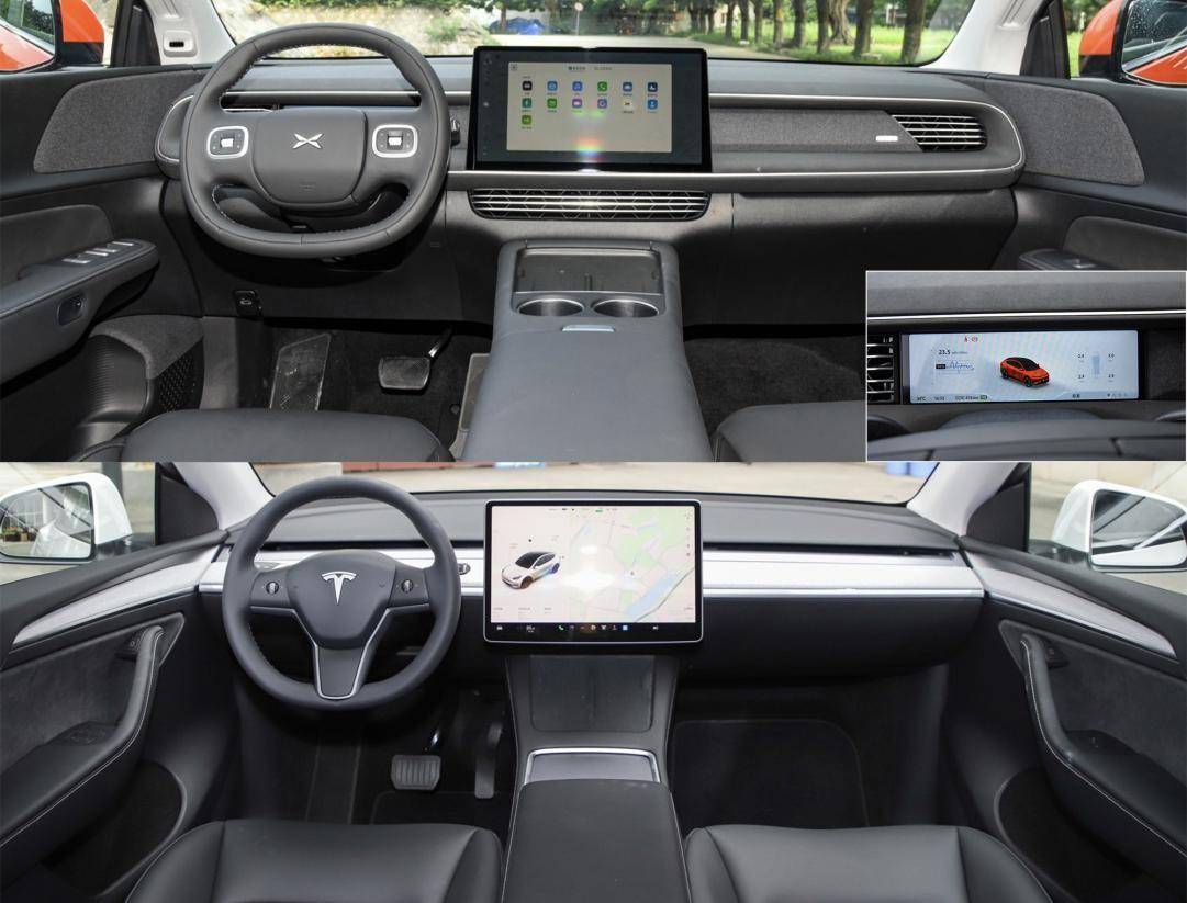 而model y座舱部分内收幅度较大,尾窗与车