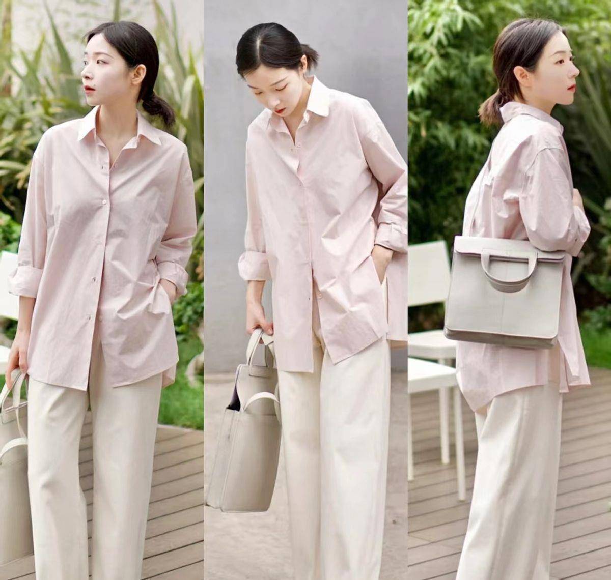 报告找到粉色衬衫的正确打开方式了气质小姐姐穿法美惨了