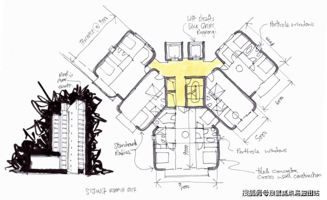 我们来感受下标准层95但是大家更好奇的是,因为点式住宅带来的户型