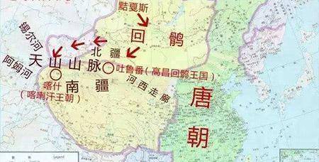 后期更名为回鹘)击败,征服,加之安史之乱后中原战乱不息,其通往唐朝的