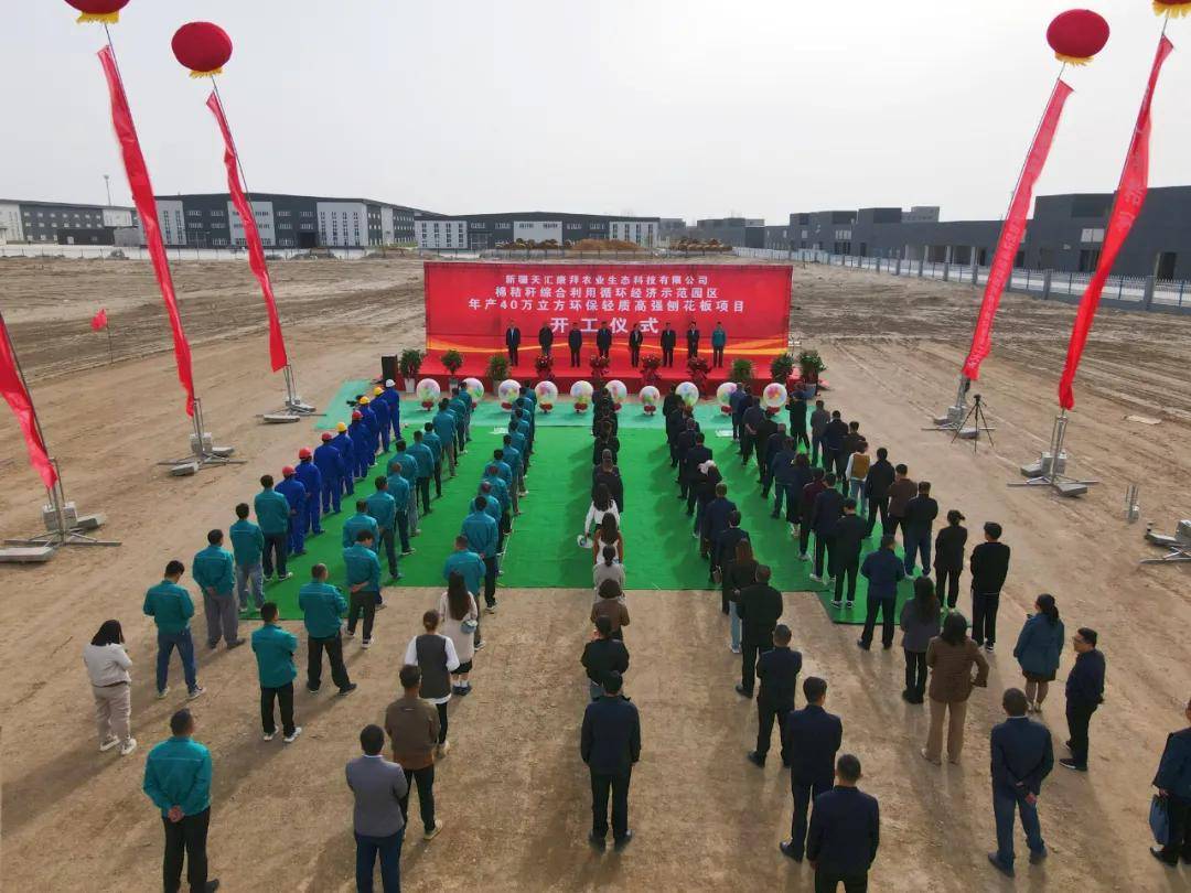 沙雅县年产40万立方环保轻质高强刨花板项目开工建设