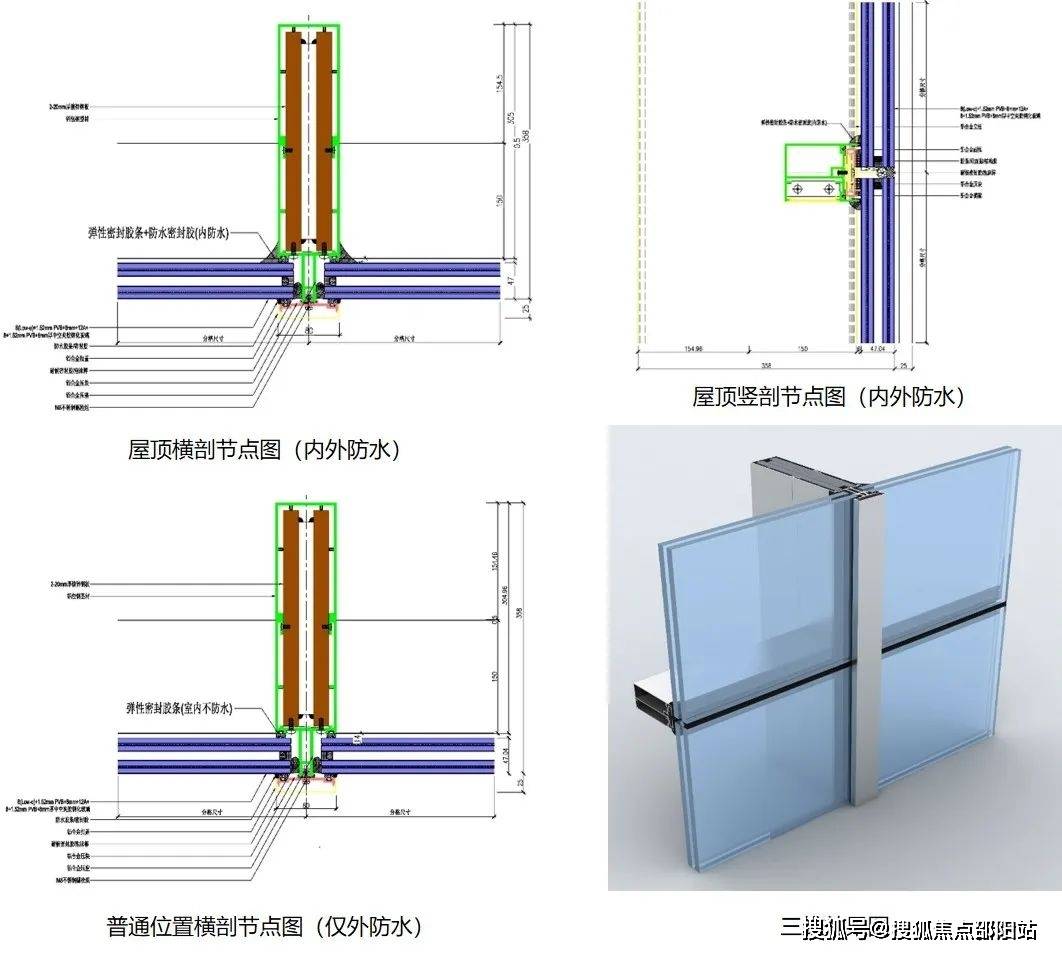 存在8m大跨度梁及6m大跨度玻璃,因此采用大跨度的框架式玻璃幕墙