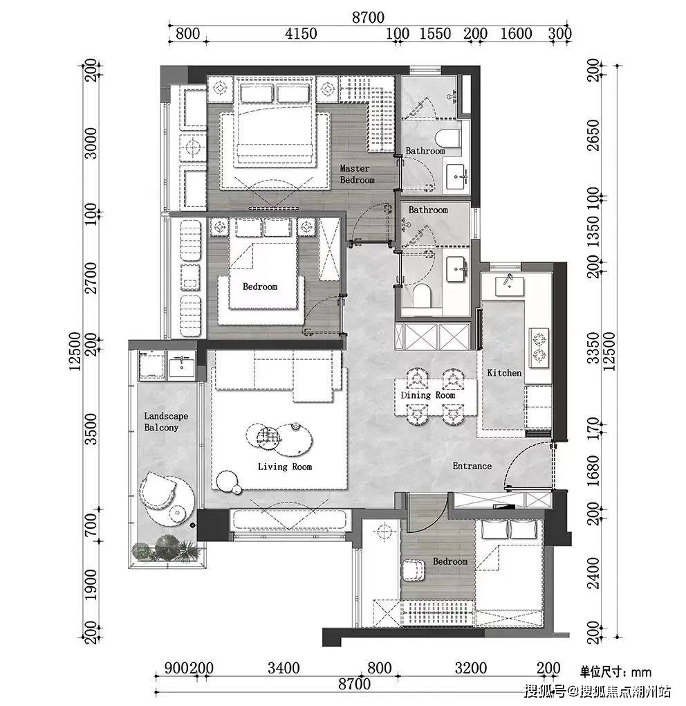 谦雅户型,建筑面积:约130平方米;户型配置:3房2厅2卫 x空间;东向,带