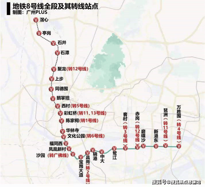 心站项目直线距离8号线始发站滘心仅约400米,可换乘广州地铁13条线路