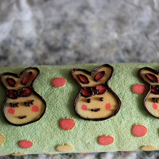 小兔彩绘蛋糕卷,呆萌可爱,造型美艳,好吃极了