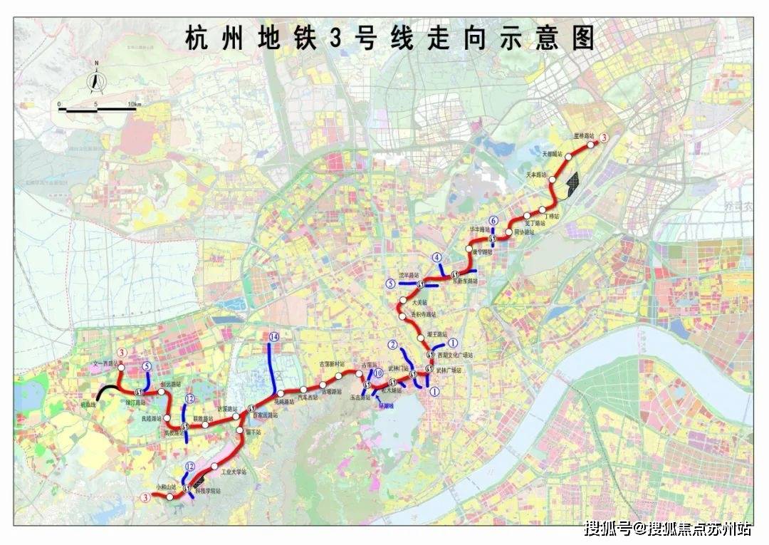 杭州地铁3号线走向示意图 图源网络从3号线小和山站向东2站,就到和