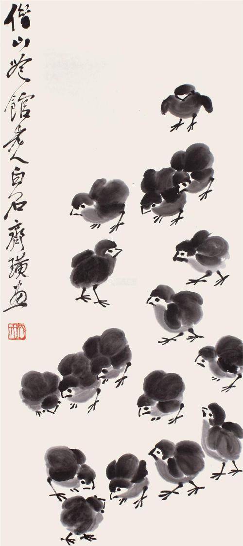 690万,7只鸡卖3416万,又画了22只鸡,结果仅卖162万_齐白石_小鸡_鸡笼