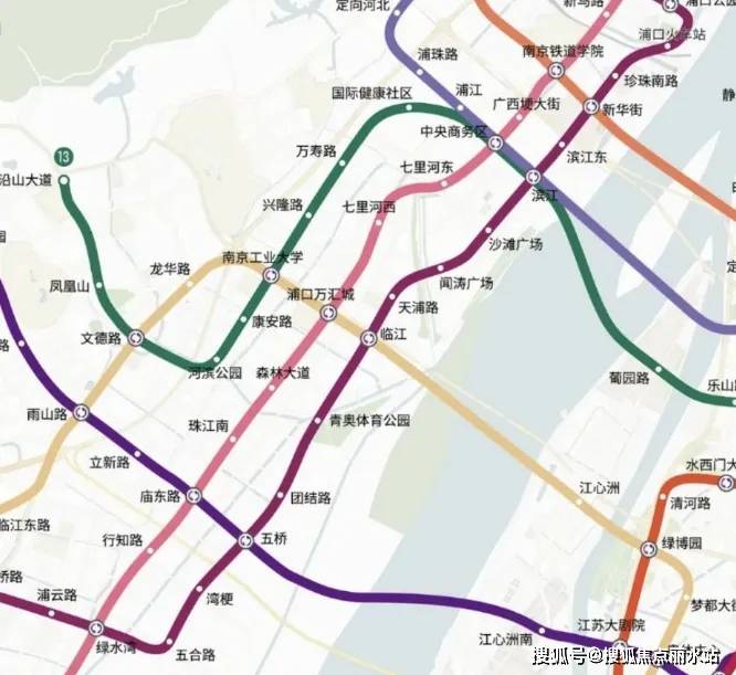南京地铁10号线,在建4号线二期,11号线及规划13,17,18号线环绕