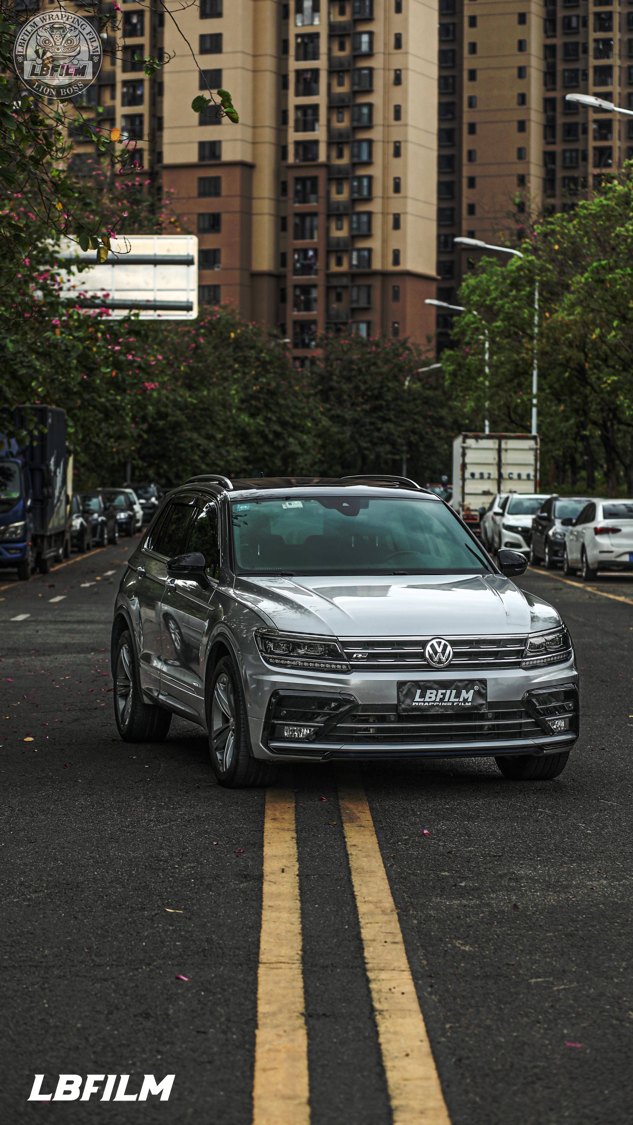 新车大众途观l-lb改色膜gt银,低饱和度的质感