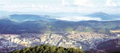 5月的龙陵县城花香树绿,玫瑰花尽情绽放,羊蹄甲迎风摇曳,滇樱花簇簇团