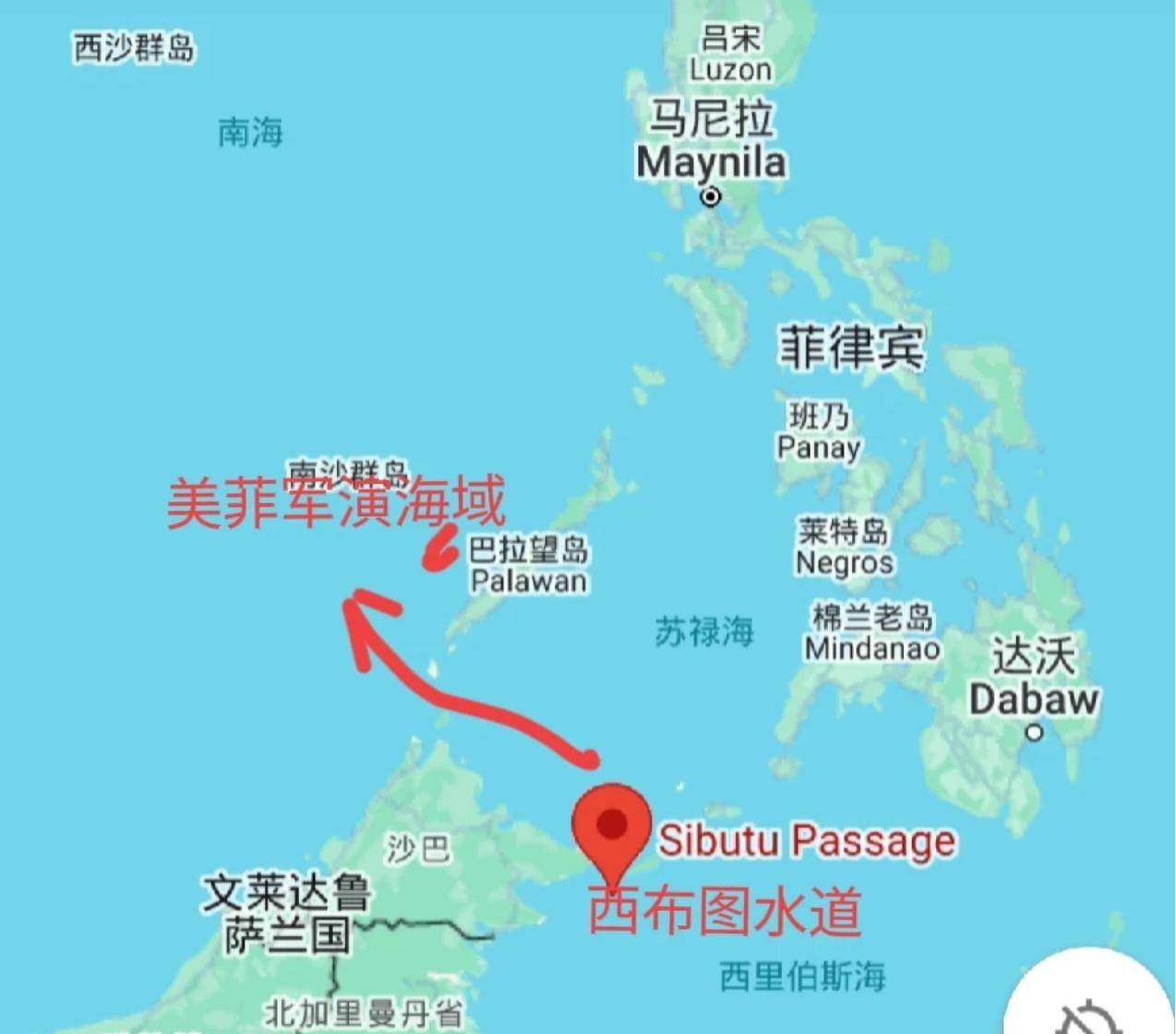 西布图水道位于菲律宾南部的巴拉望岛与文莱,东马来西亚和印尼的加里