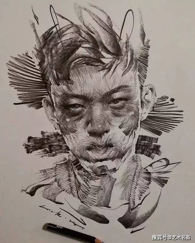 素描的独特表现形式,这线条厉害了︱韩国画家lee.k绘画作品